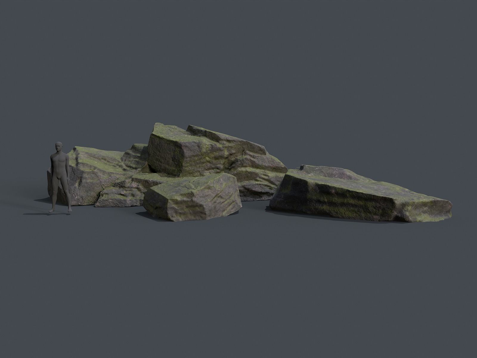 Mossy Rocks Set Low-poly 3D model_3