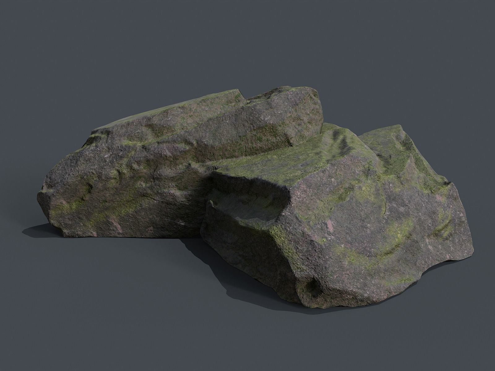 Mossy Rocks Set Low-poly 3D model_5