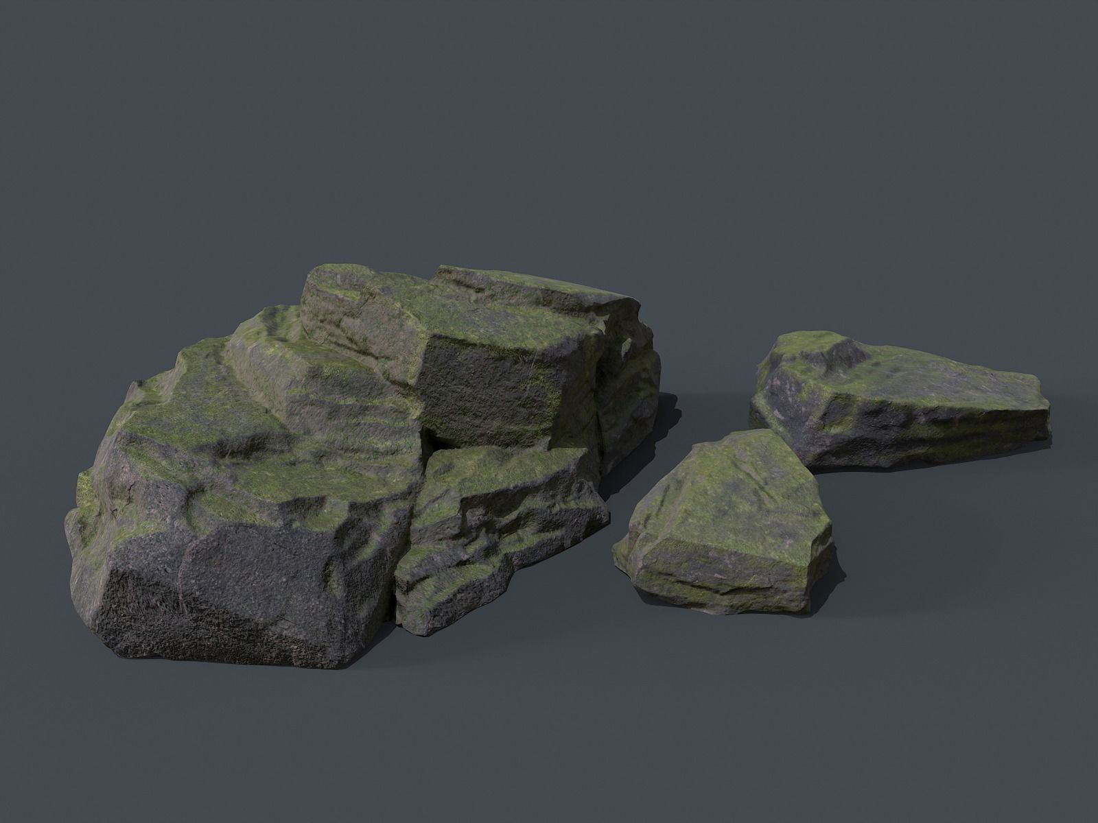 Mossy Rocks Set Low-poly 3D model_12