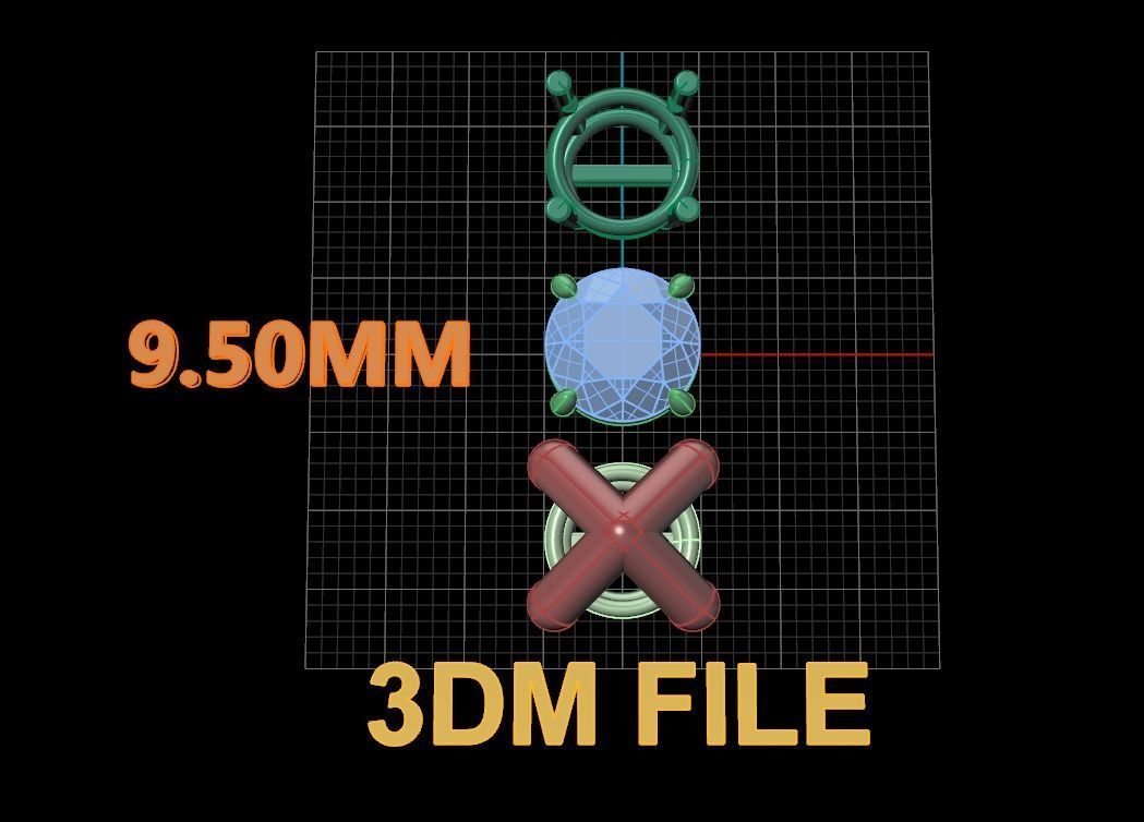 4-Prong Solitaire Earring Basket 9MM50 3D print model_2