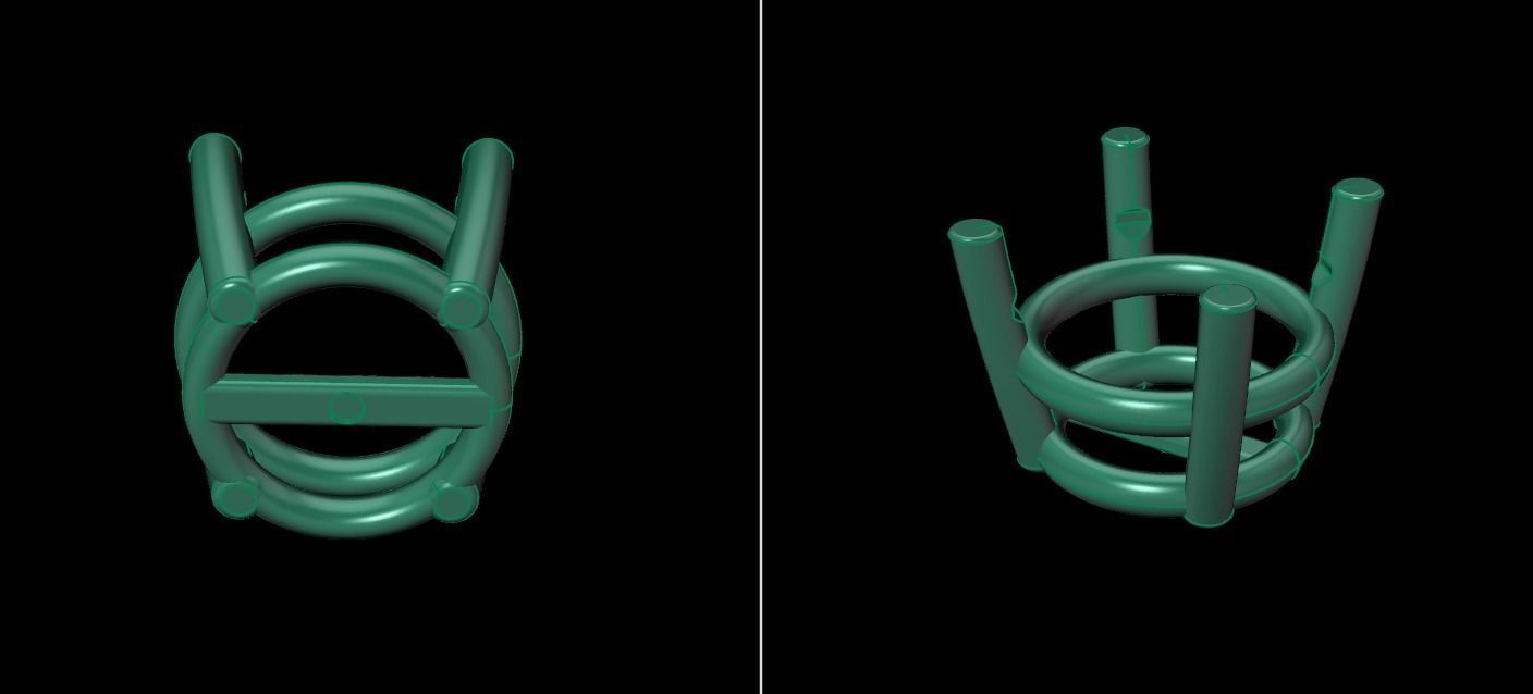 4-Prong Solitaire Earring Basket 9MM50 3D print model_12