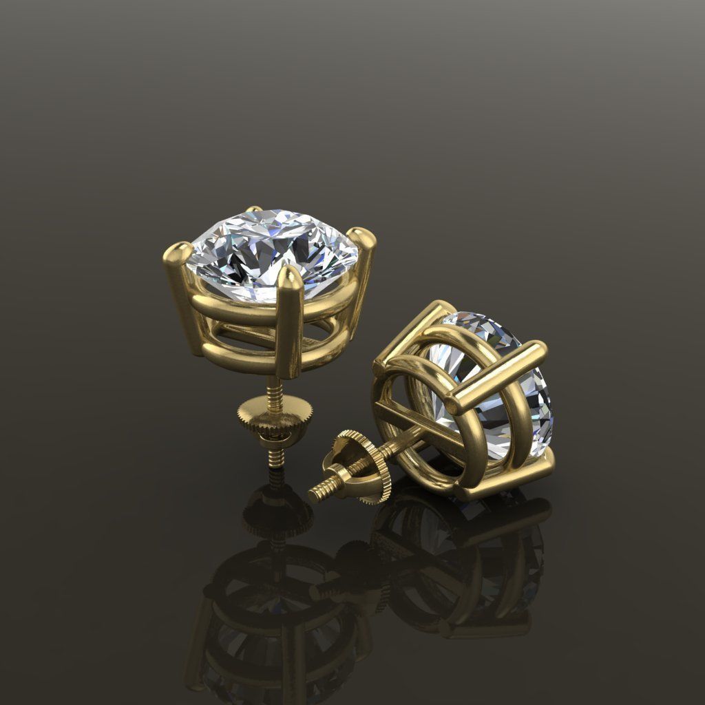 4-Prong Solitaire Earring Basket 9MM50 3D print model_3