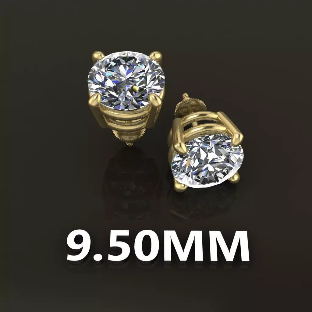 4-Prong Solitaire Earring Basket 9MM50 3D print model_0