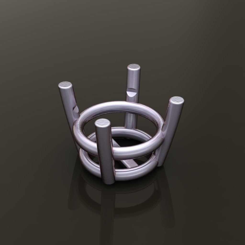 4-Prong Solitaire Earring Basket 9MM50 3D print model_7