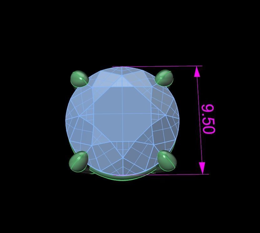 4-Prong Solitaire Earring Basket 9MM50 3D print model_10