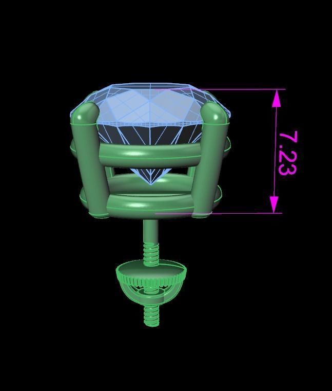 4-Prong Solitaire Earring Basket 9MM50 3D print model_9