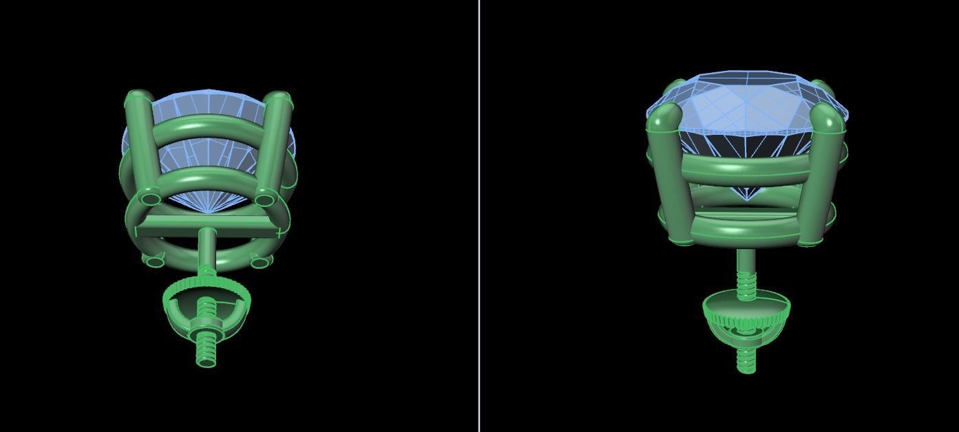 4-Prong Solitaire Earring Basket 9MM50 3D print model_11