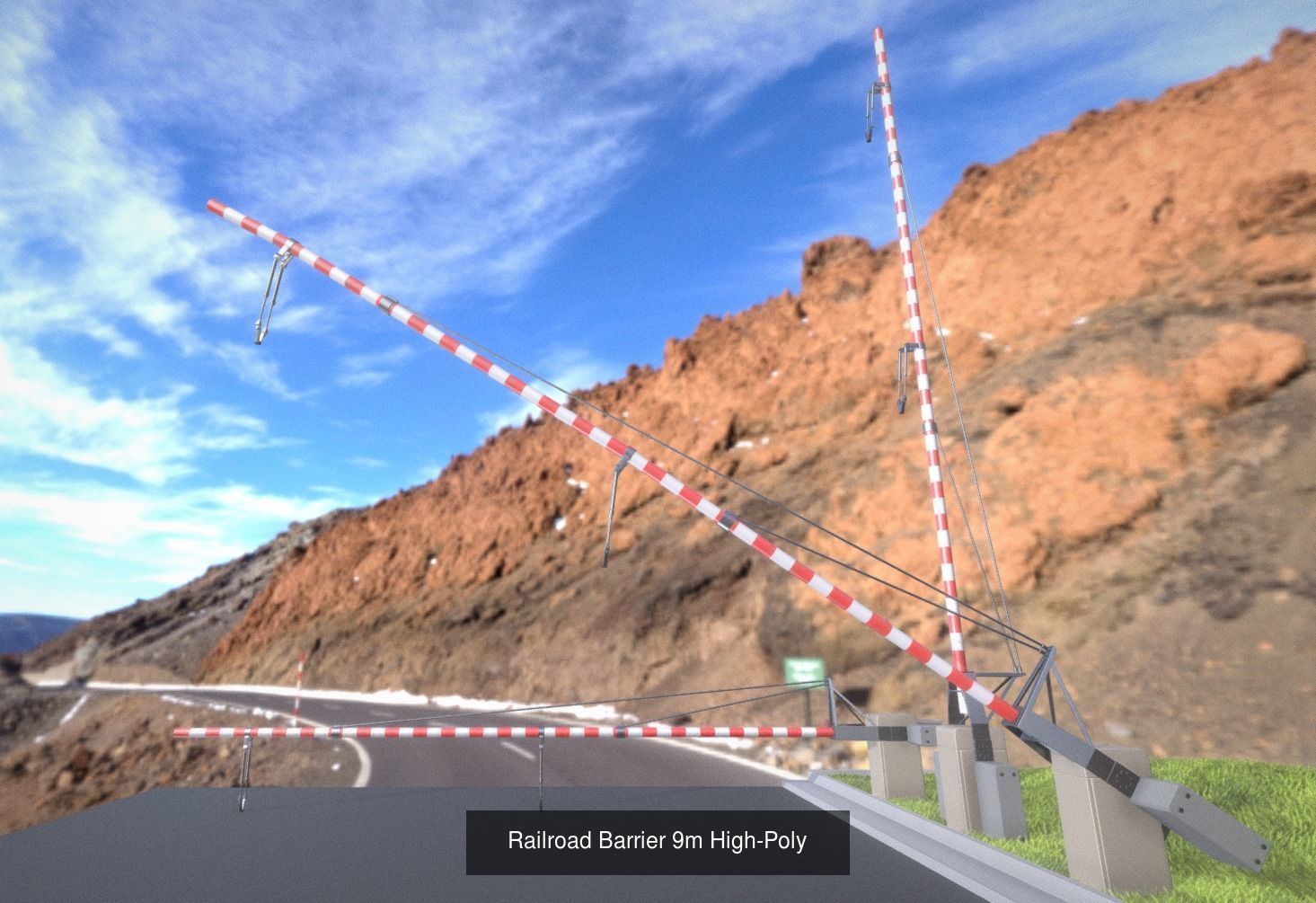 All Railroad Barriers Low and High-Poly 3D Model Collection_29