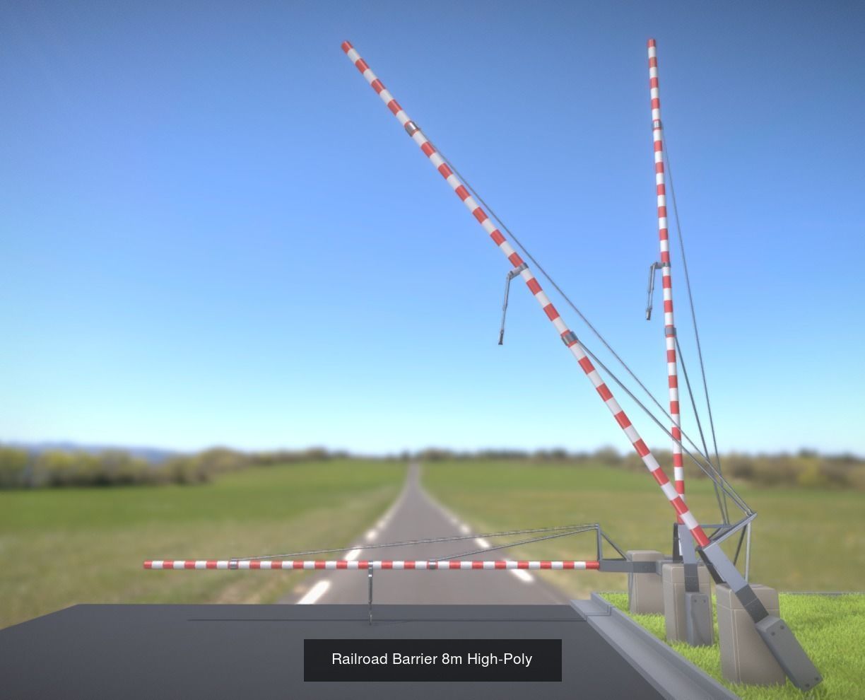 All Railroad Barriers Low and High-Poly 3D Model Collection_31