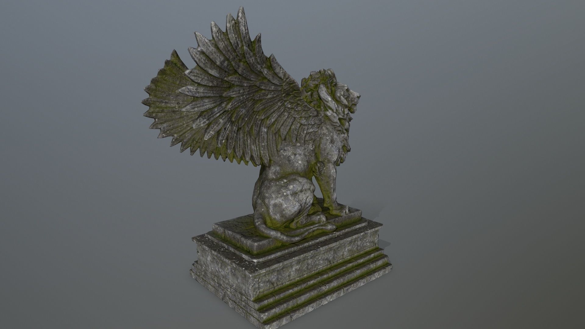 lion statue Low-poly 3D model_5