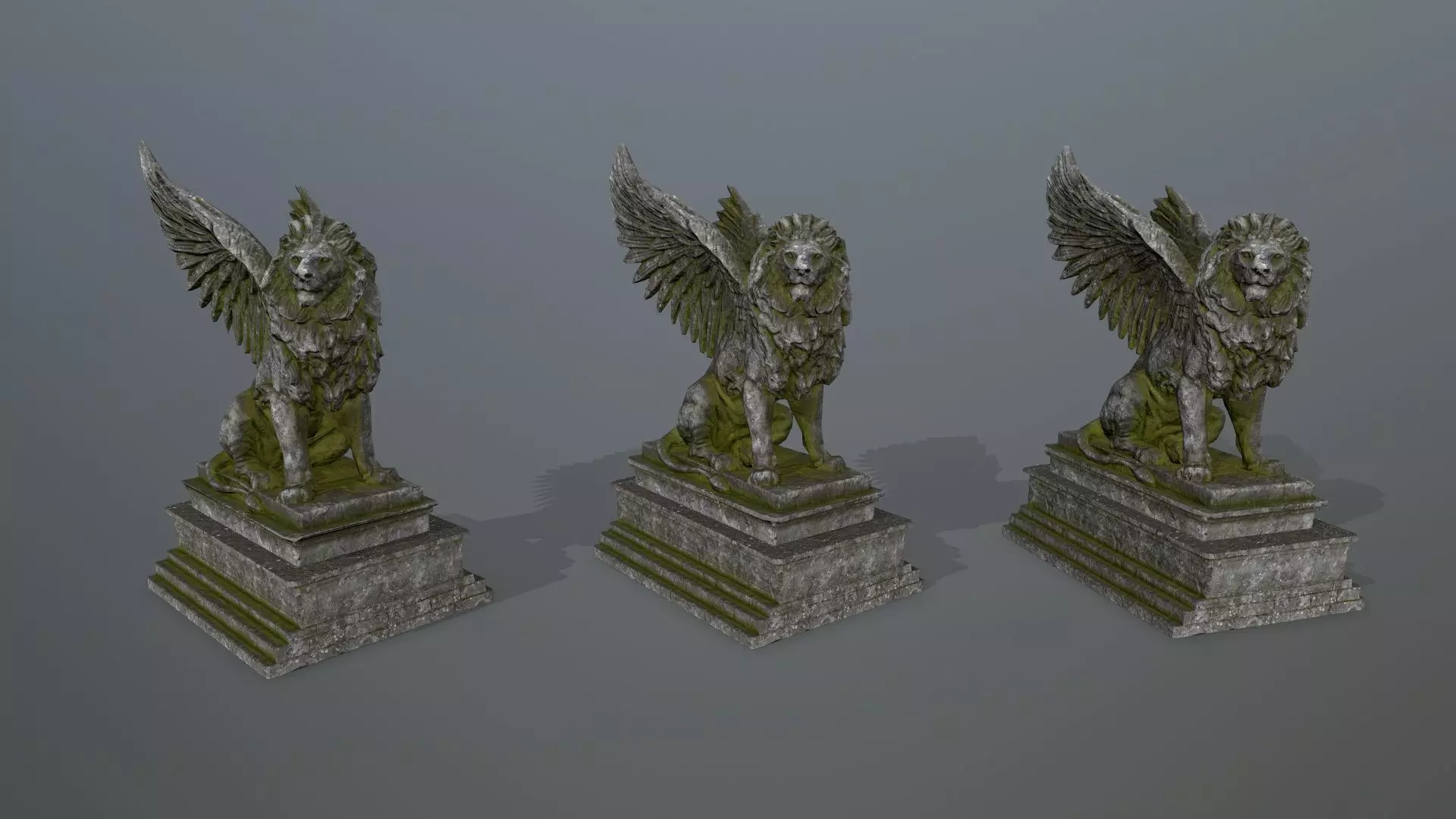 lion statue Low-poly 3D model_0