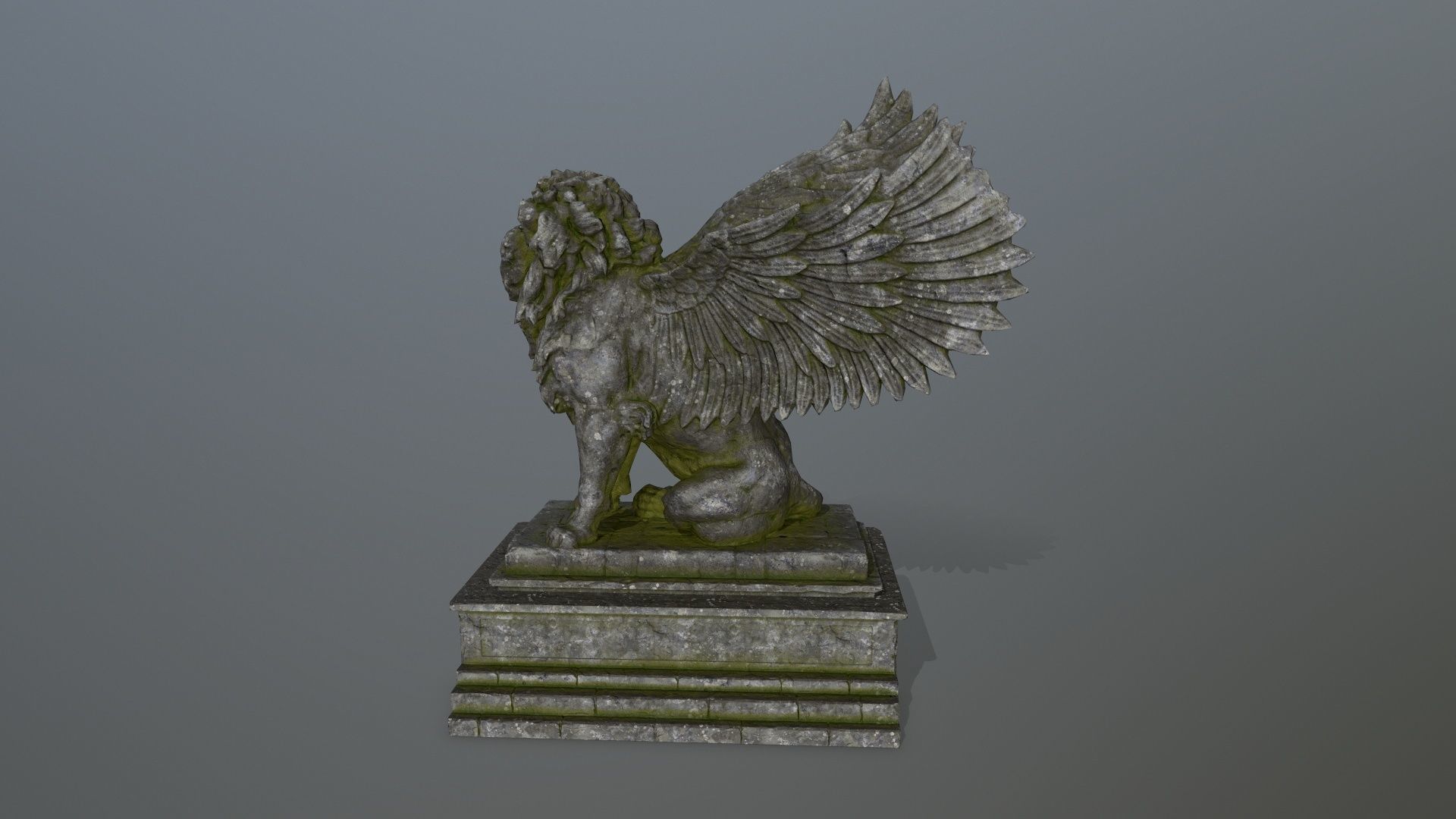 lion statue Low-poly 3D model_8