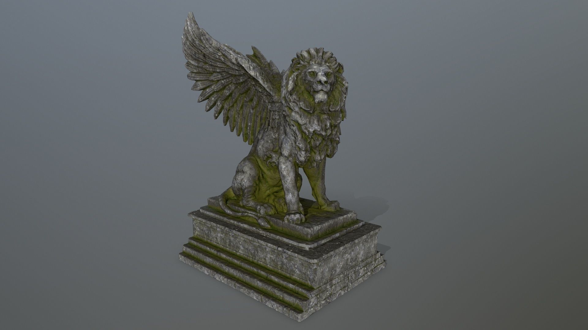 lion statue Low-poly 3D model_3