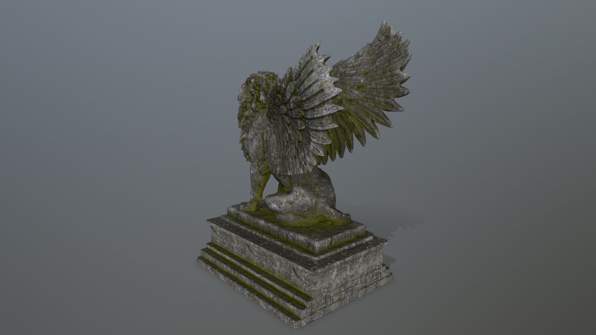 lion statue Low-poly 3D model_7