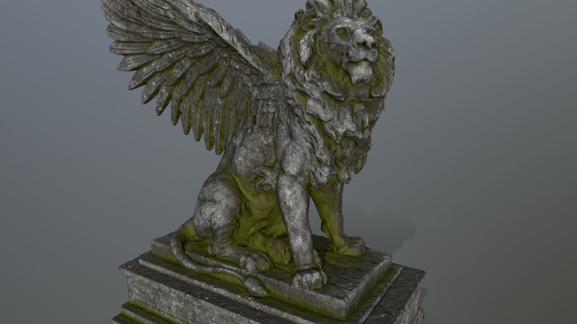 lion statue Low-poly 3D model_11
