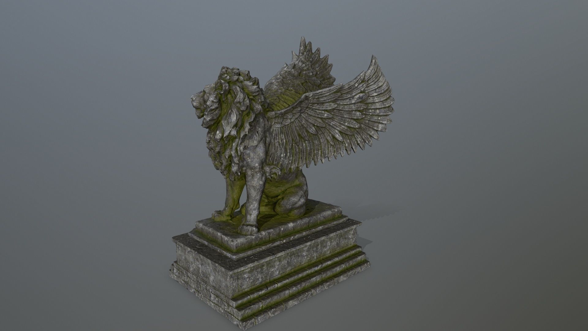 lion statue Low-poly 3D model_9