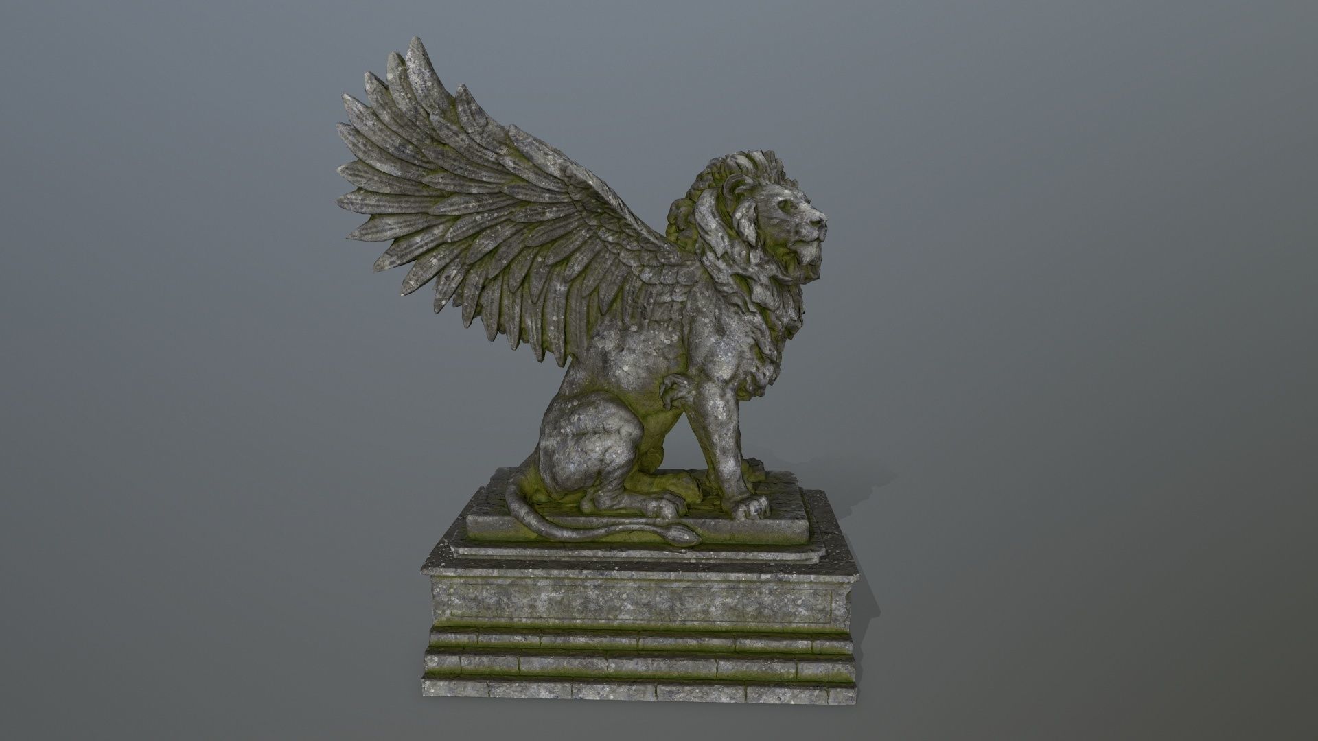lion statue Low-poly 3D model_4