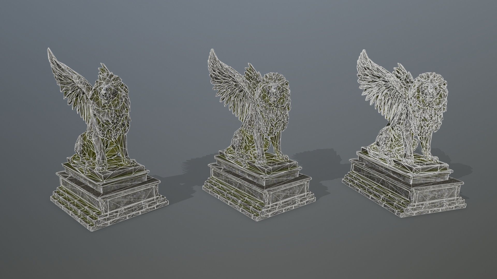 lion statue Low-poly 3D model_1