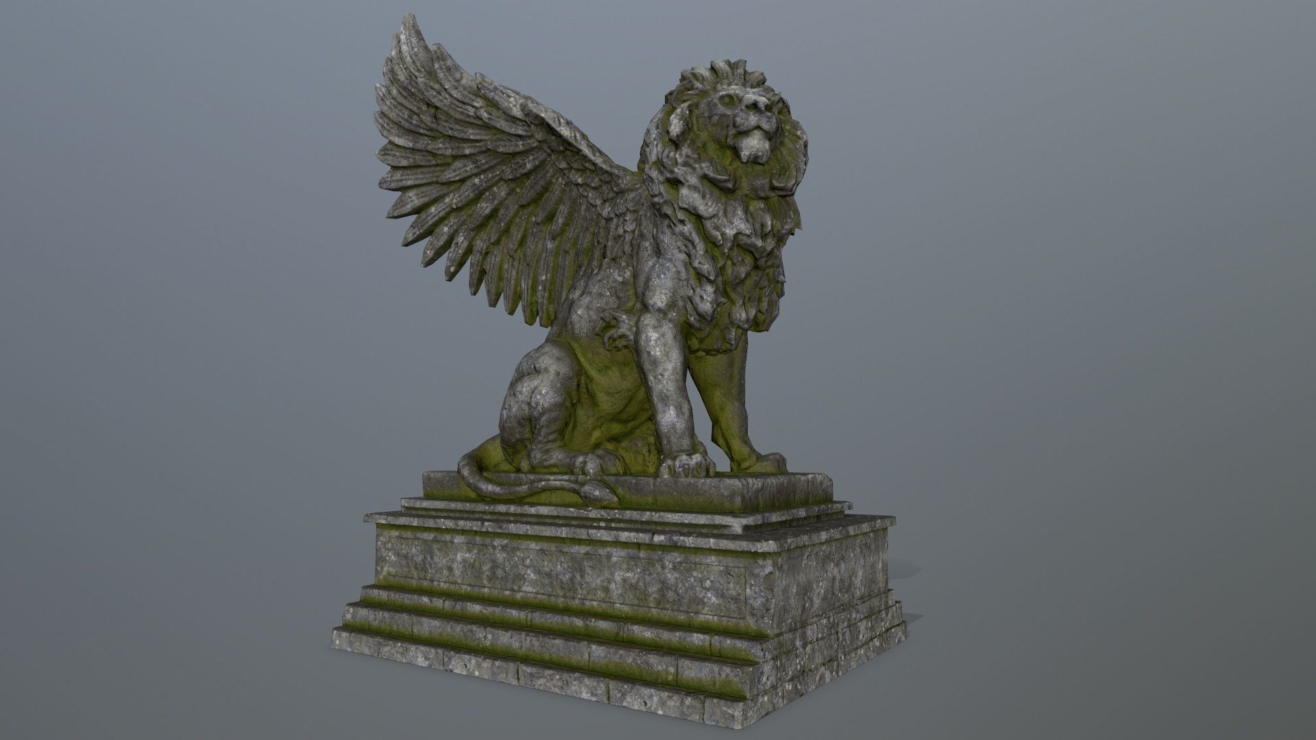 lion statue Low-poly 3D model_12