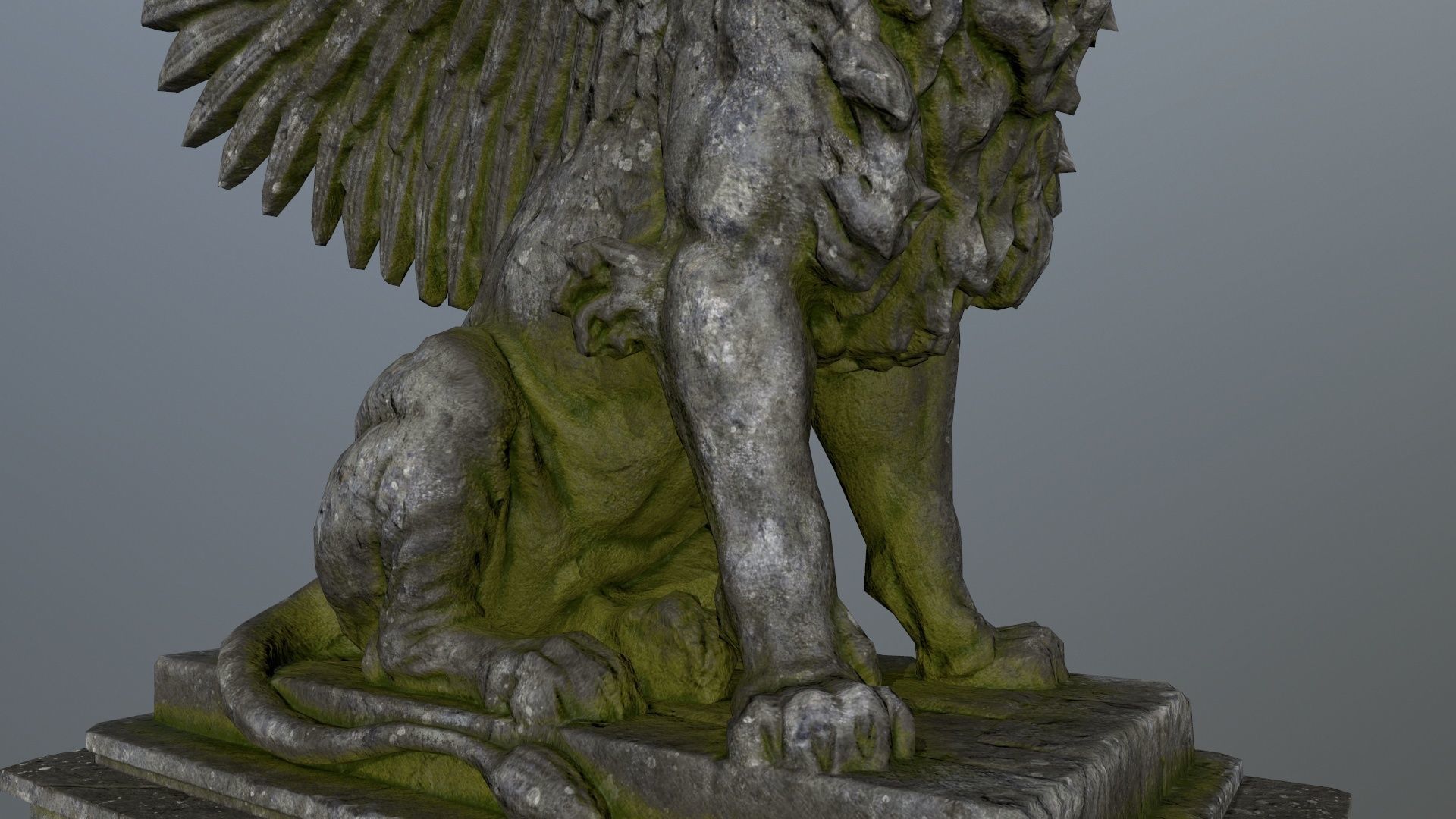lion statue Low-poly 3D model_13