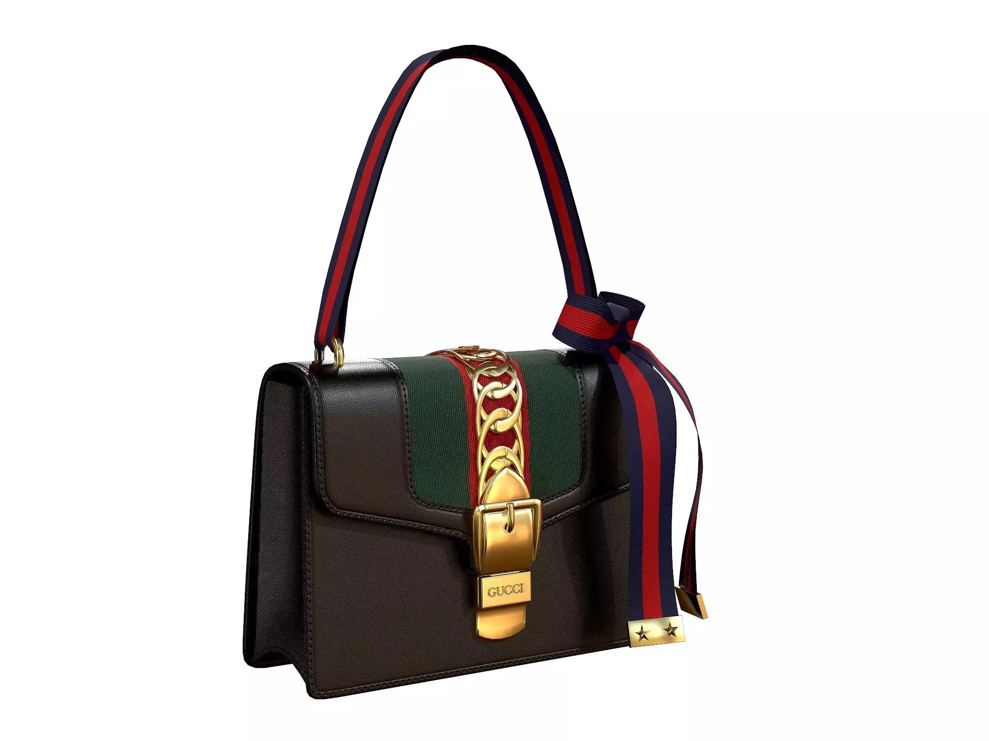Gucci Sylvie Bag Black Leather Low-poly 3D model