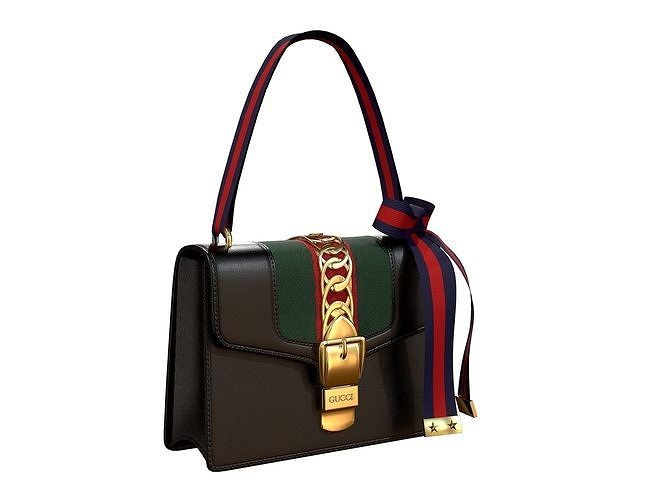Gucci Sylvie Bag Black Leather Low-poly 3D model