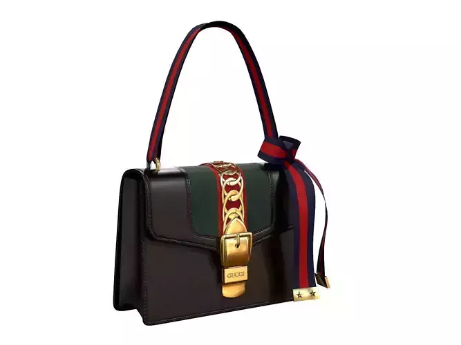 Gucci Sylvie Bag Black Leather Low-poly 3D model