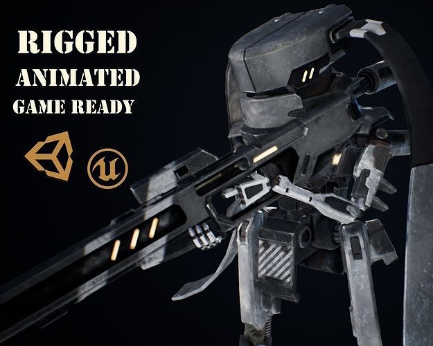 Etasphera72 robot with gun Low-poly 3D model