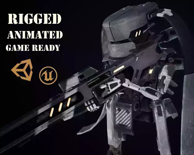 Etasphera72 robot with gun Low-poly 3D model