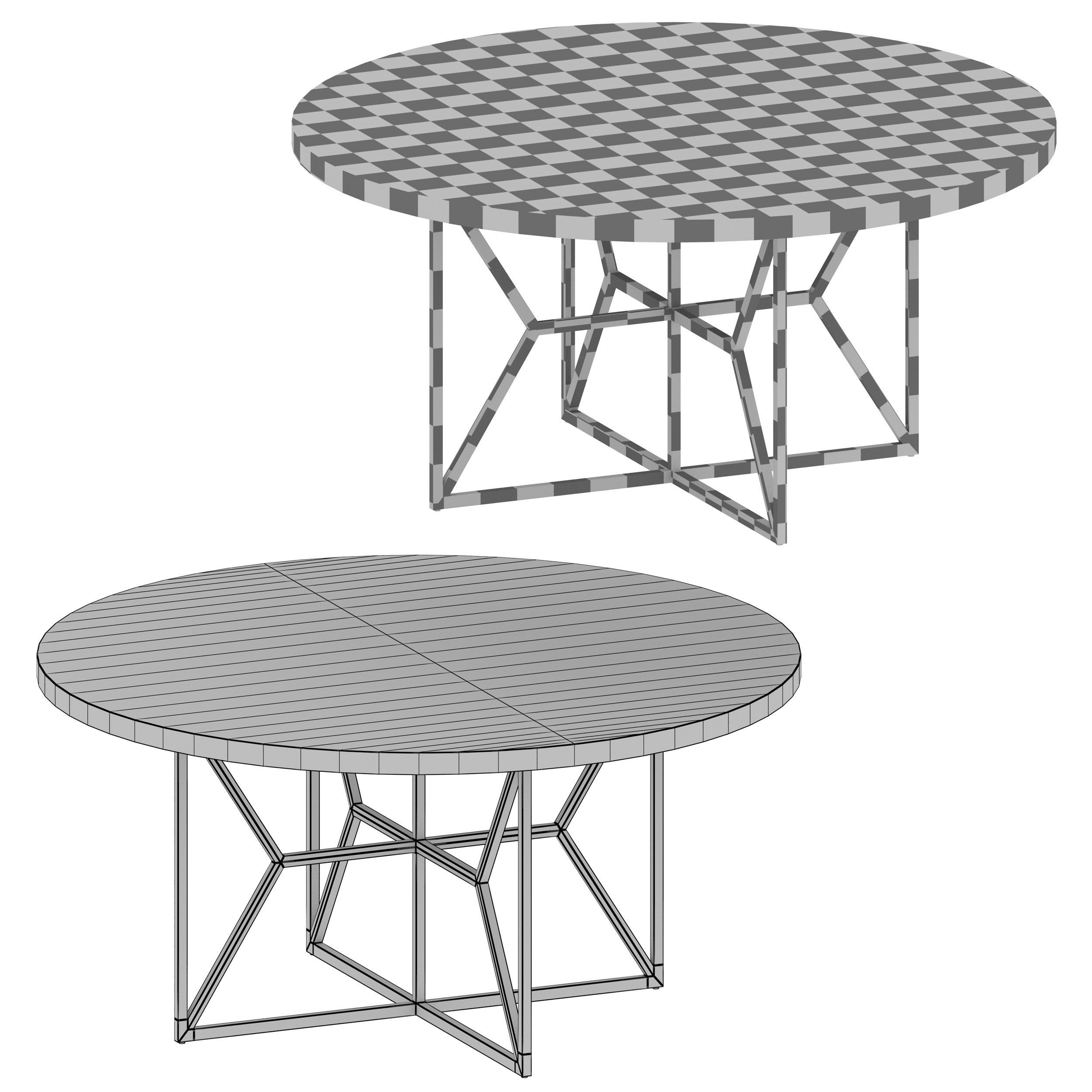 Hayes 60 Round Acacia Dining Table Crate and Barrel 3D model_10