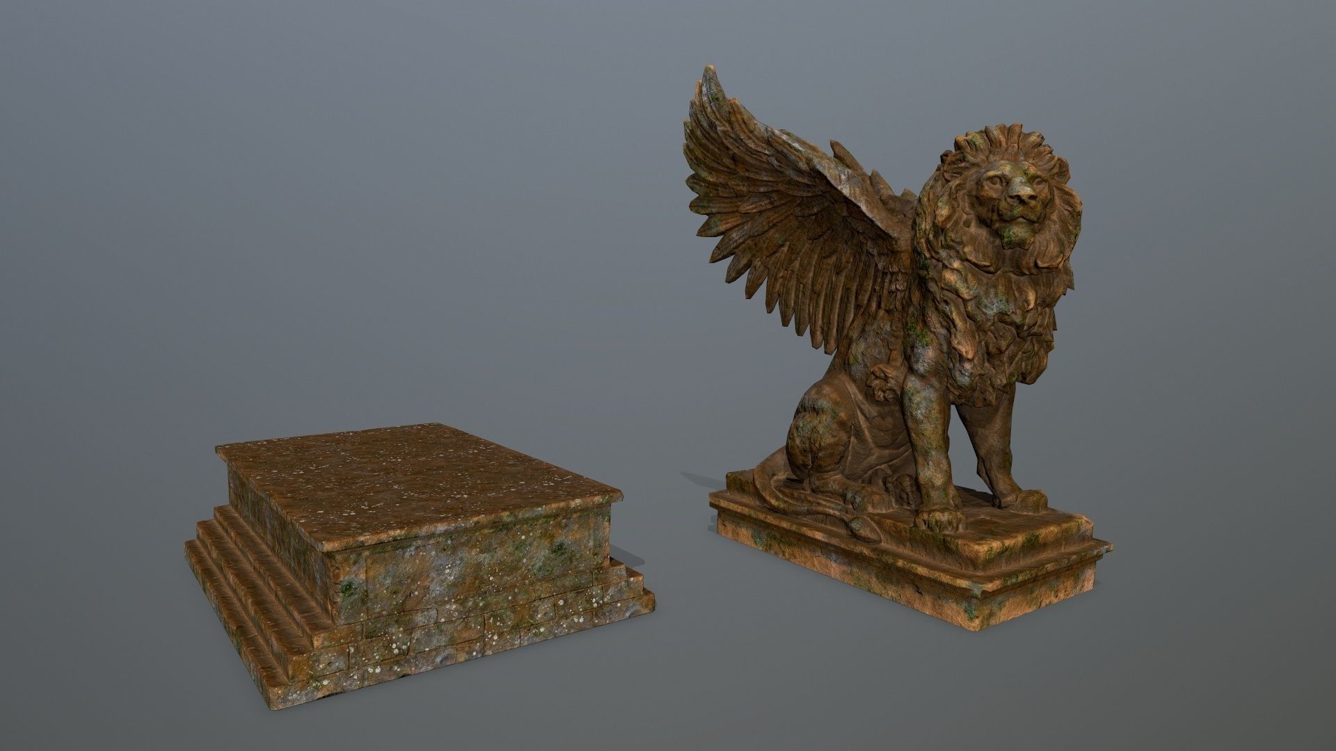 lion statue Low-poly 3D model_3