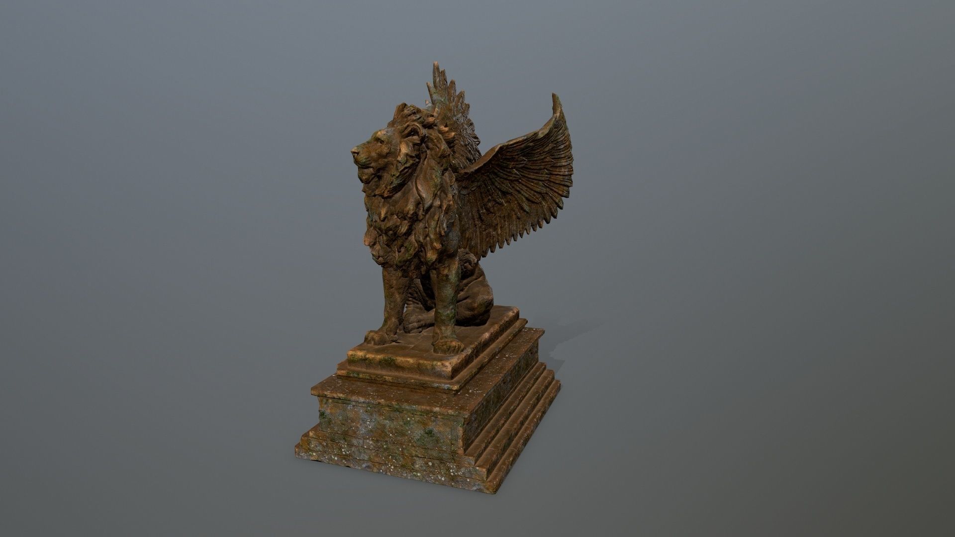 lion statue Low-poly 3D model_10