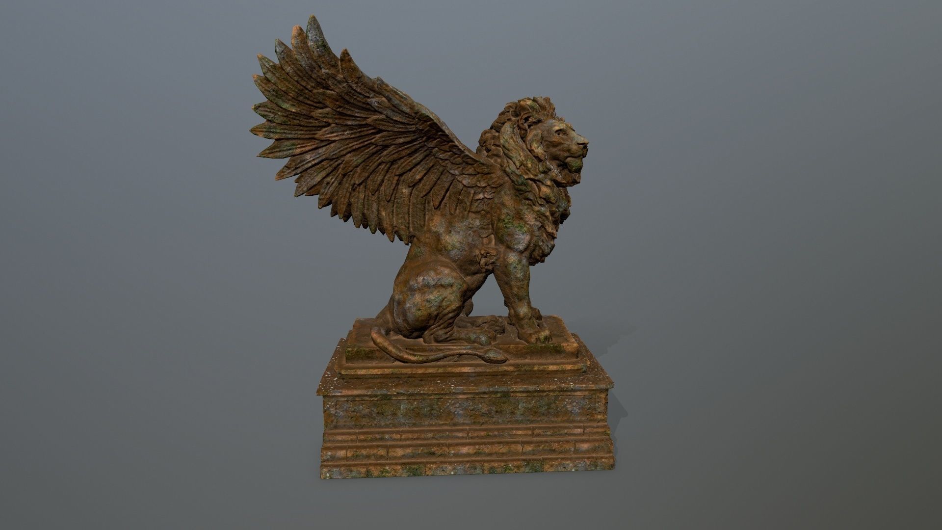 lion statue Low-poly 3D model_5