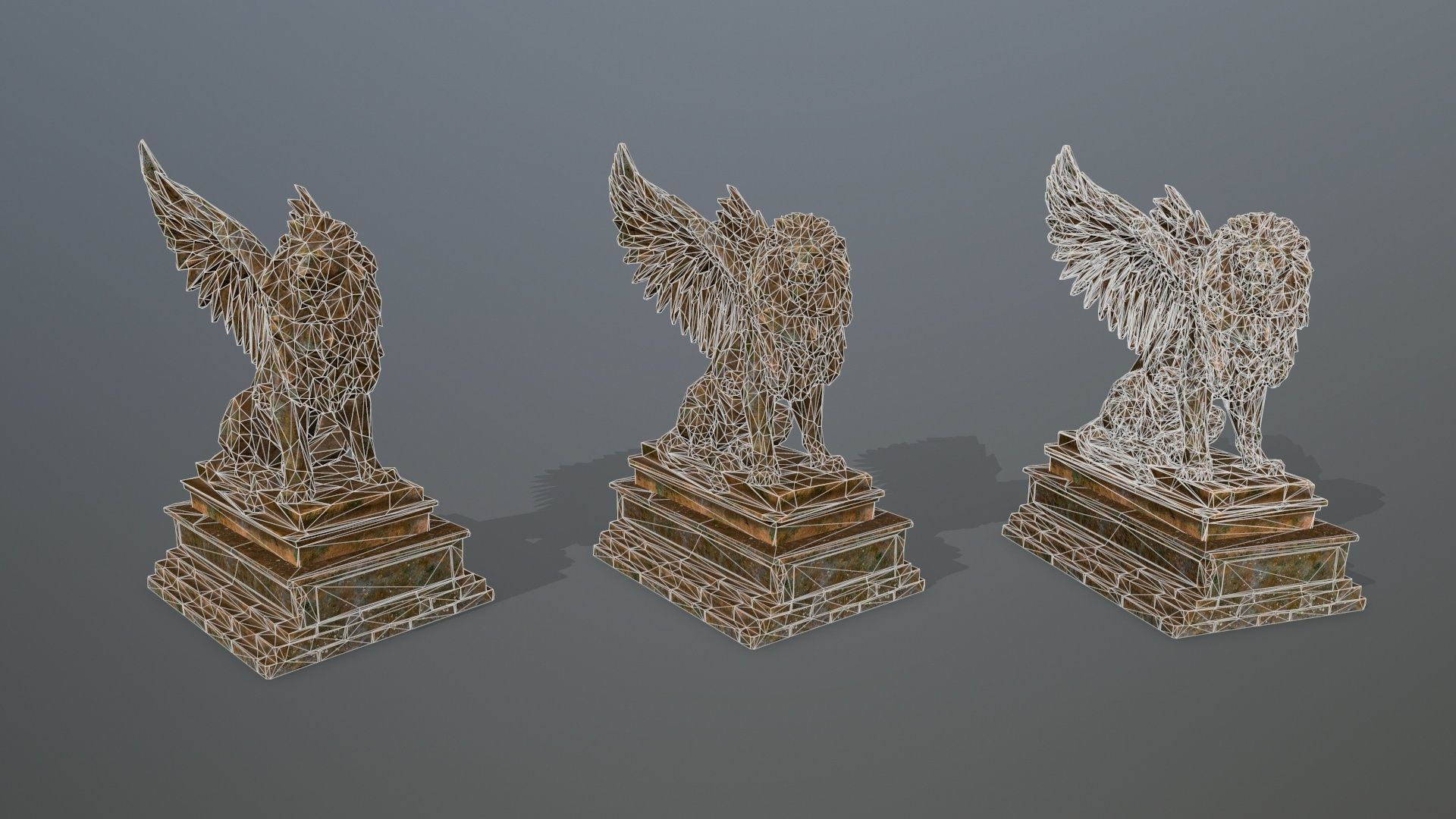 lion statue Low-poly 3D model_2