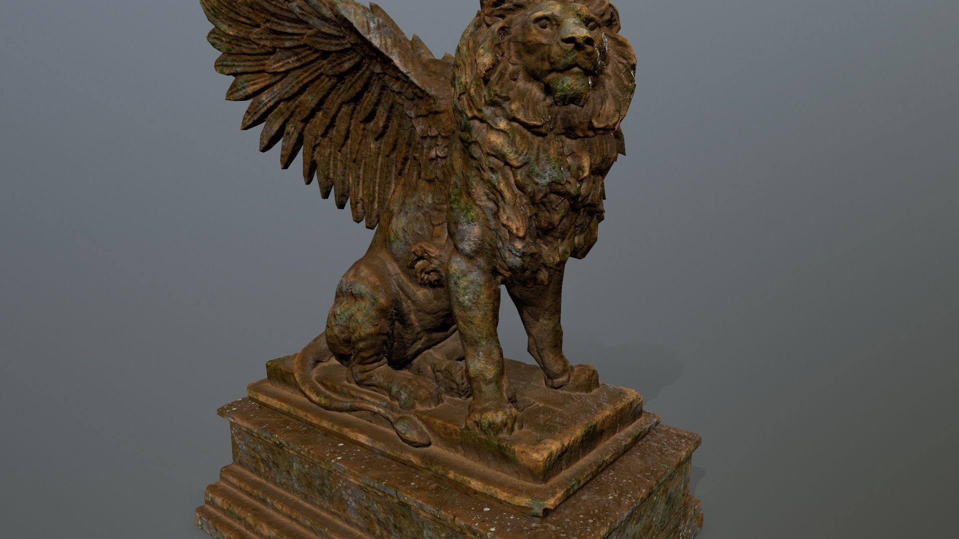 lion statue Low-poly 3D model_12