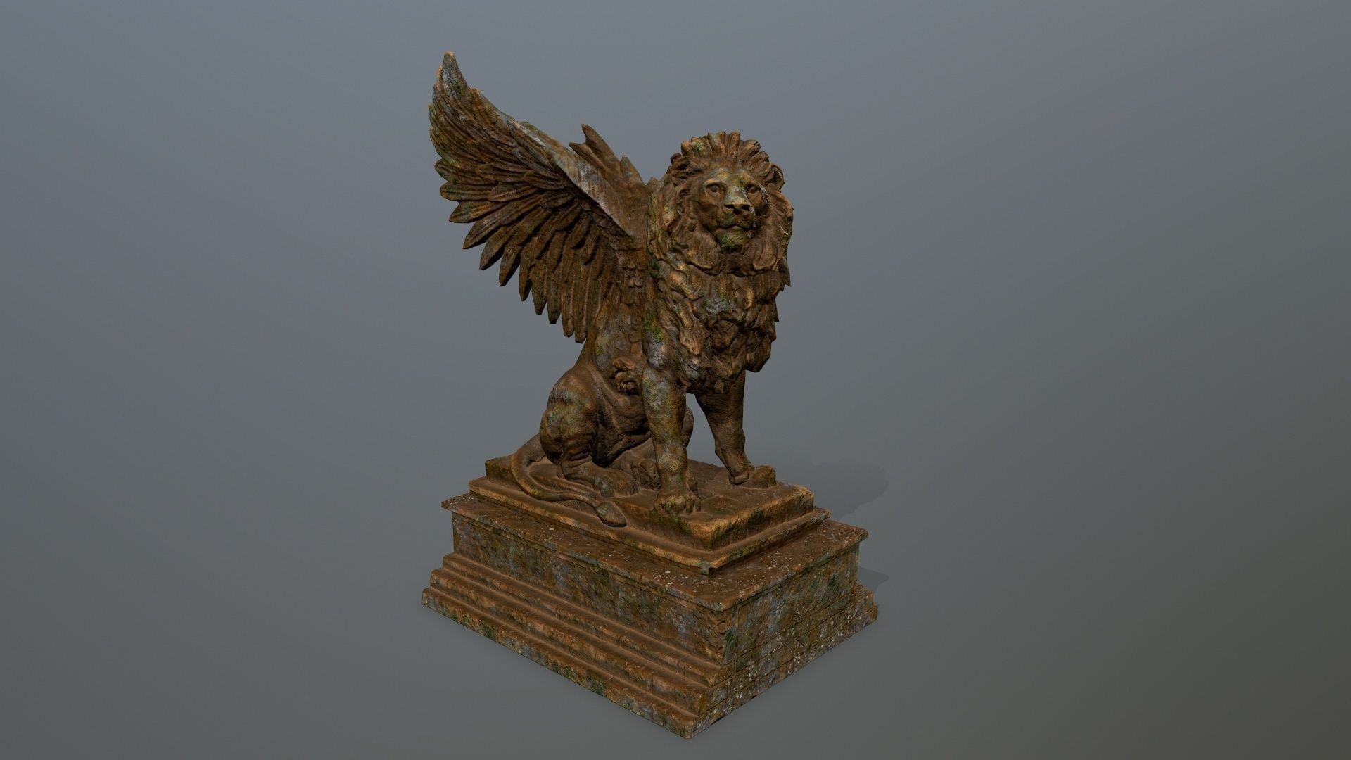 lion statue Low-poly 3D model_4