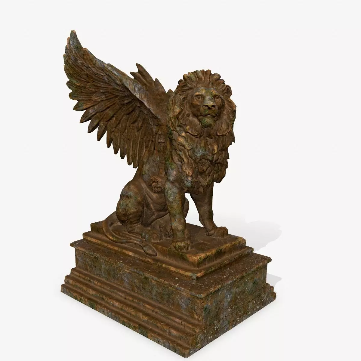 lion statue Low-poly 3D model_0