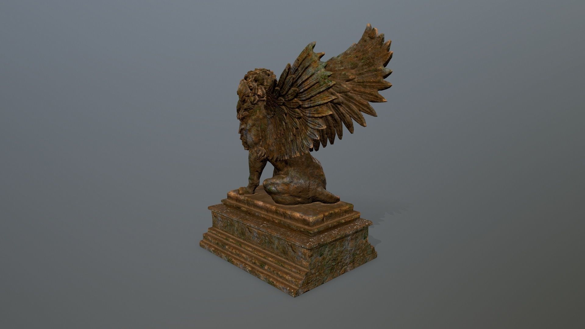 lion statue Low-poly 3D model_8