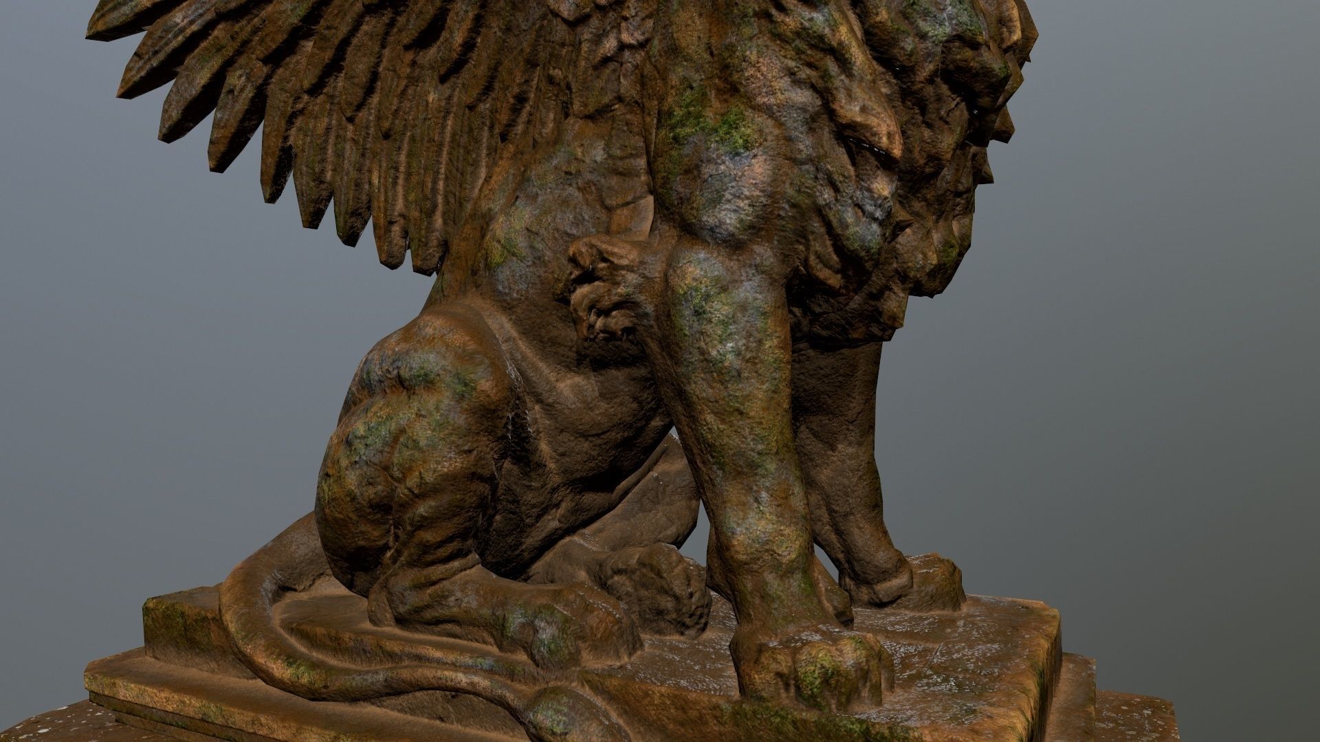 lion statue Low-poly 3D model_13