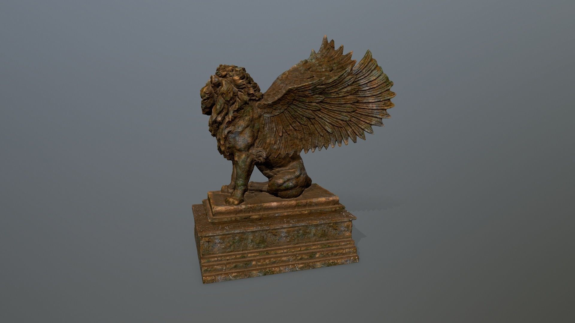 lion statue Low-poly 3D model_9