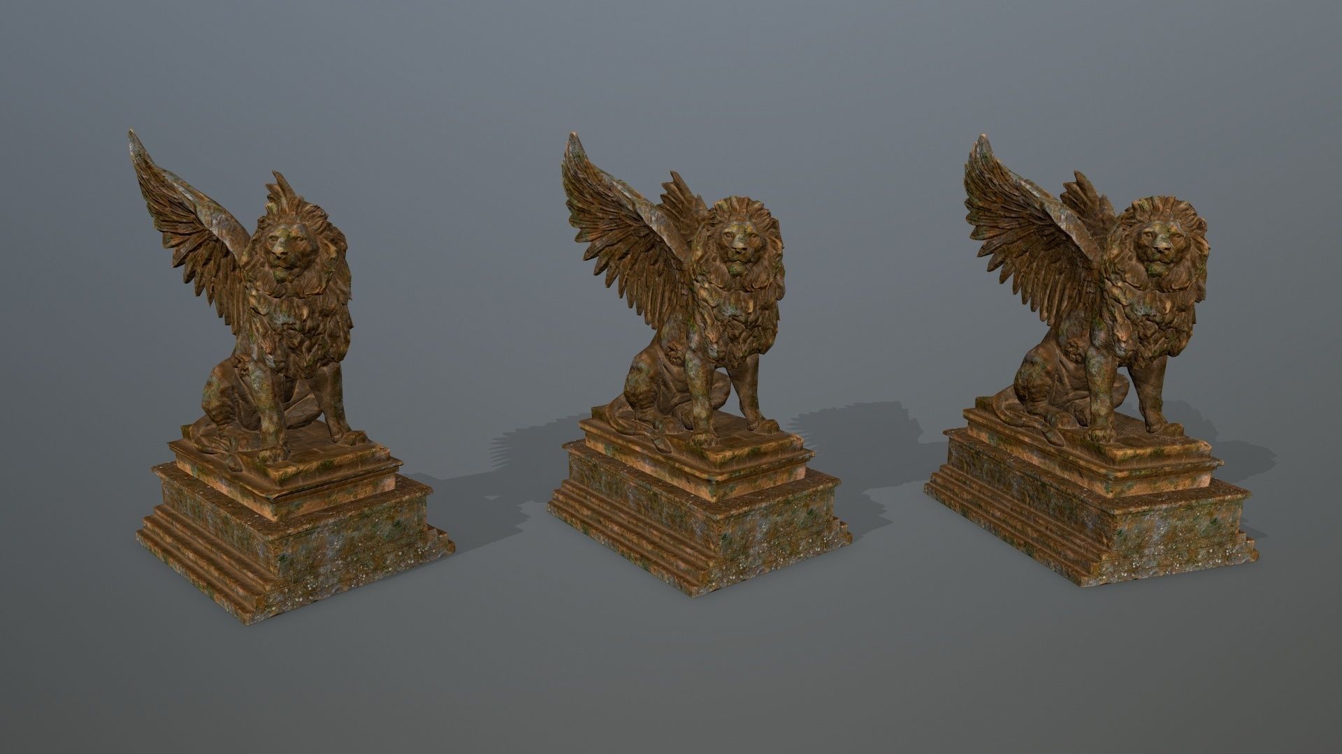 lion statue Low-poly 3D model_1