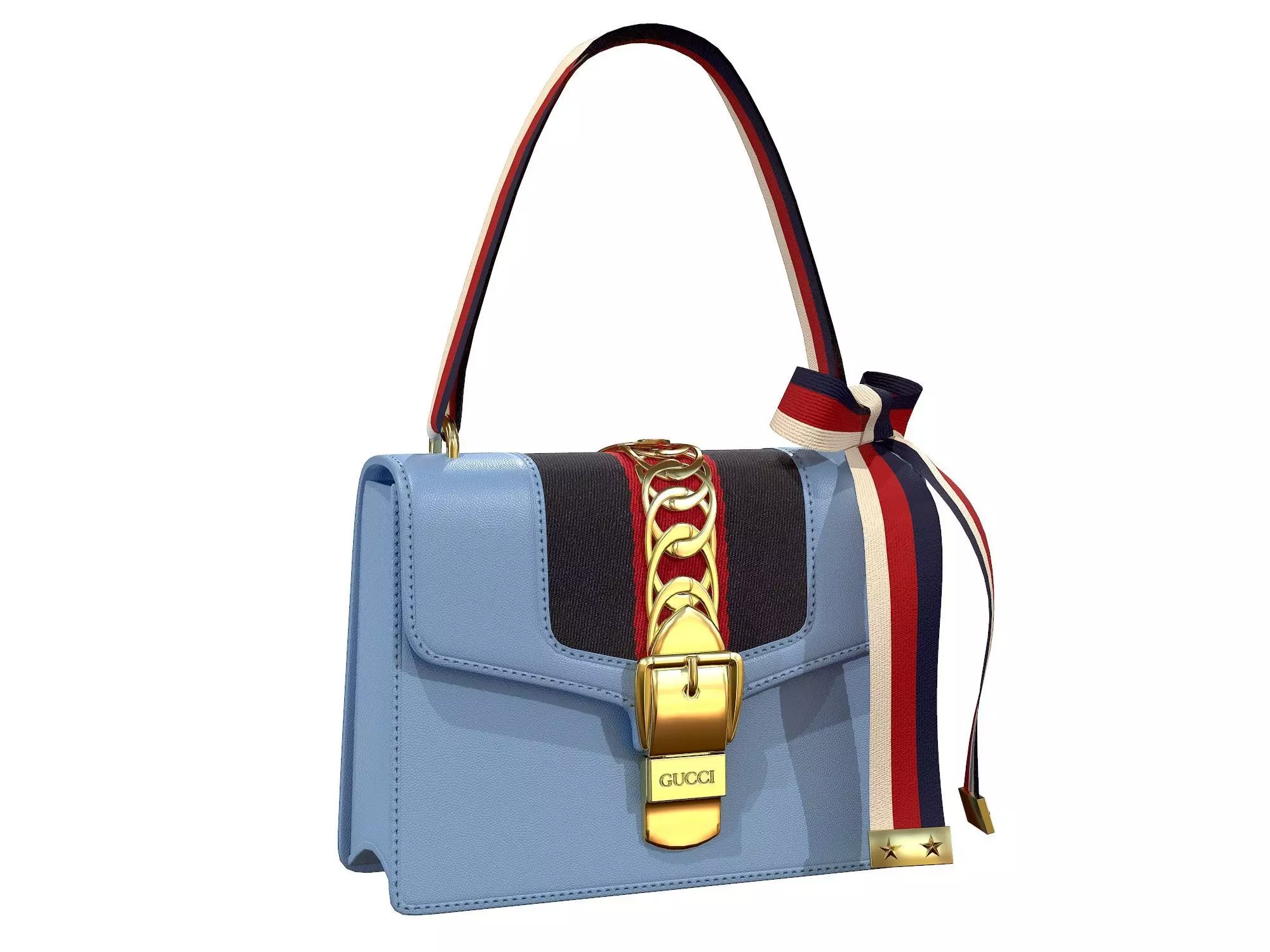 Gucci Sylvie Bag Blue Leather Low-poly 3D model