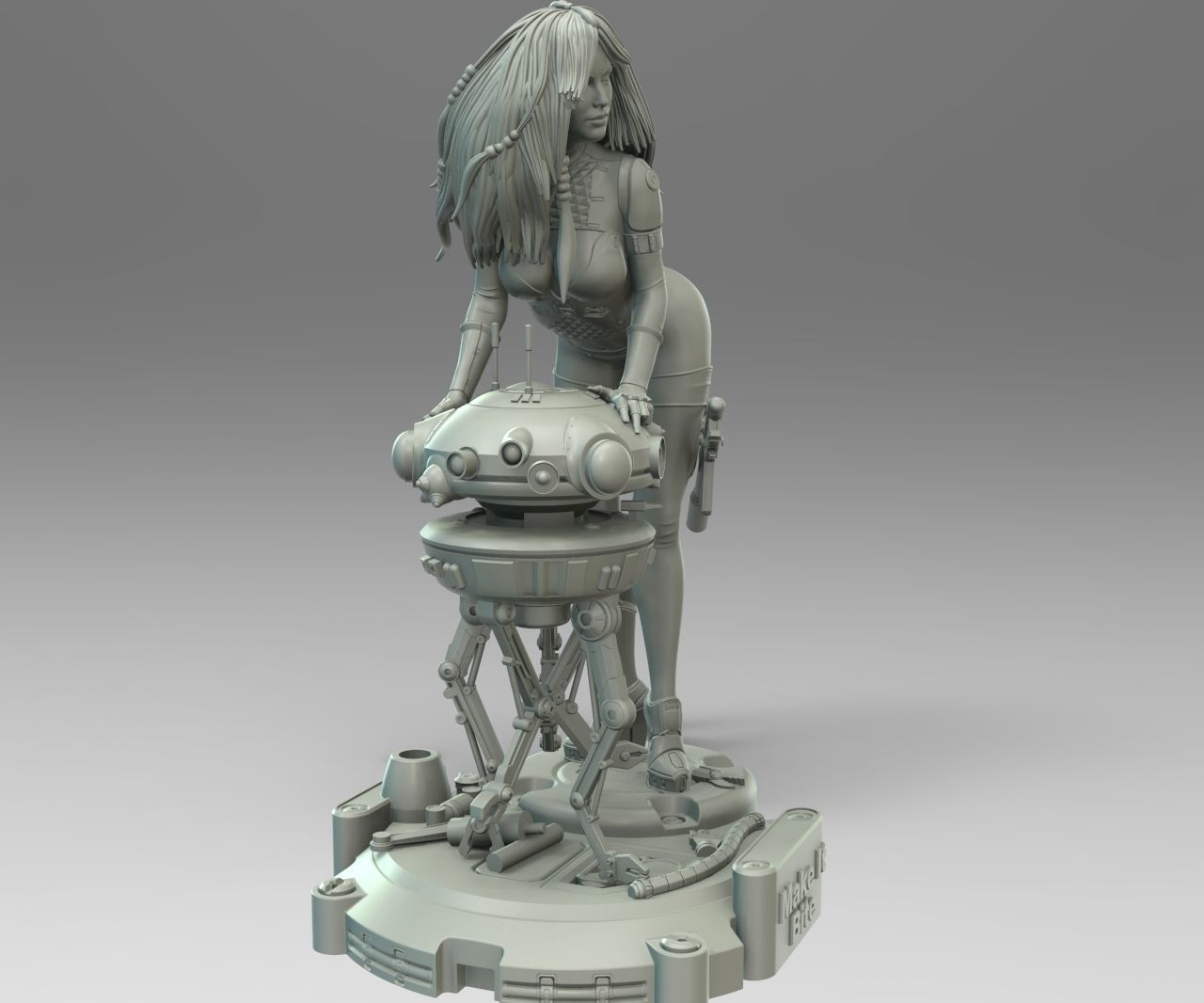 Star Wars Probe Droid Girl Pin Up 3D print model_4