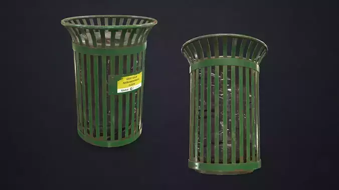 Waste Bin Low-poly 3D model