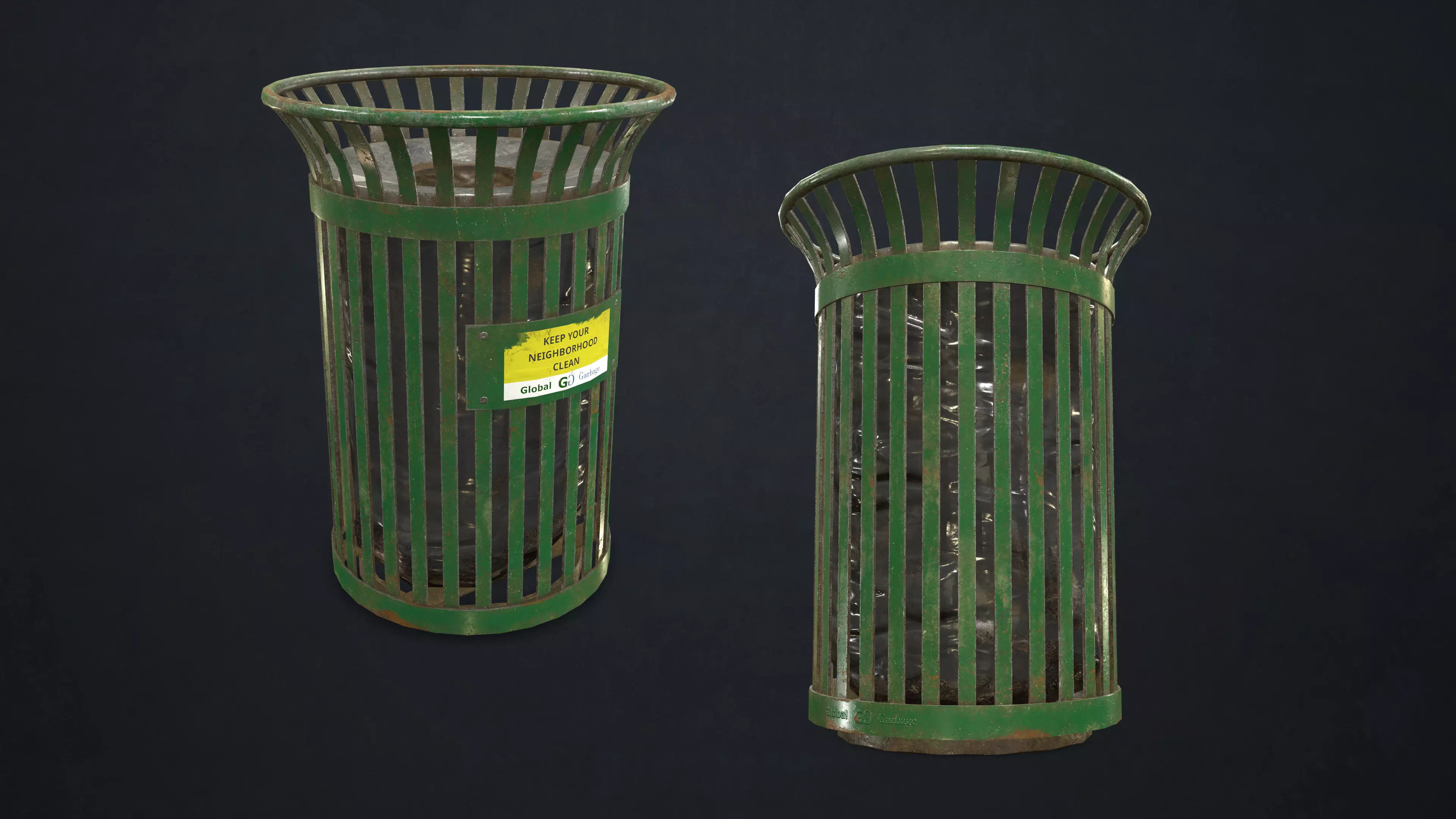 Waste Bin Low-poly 3D model_0