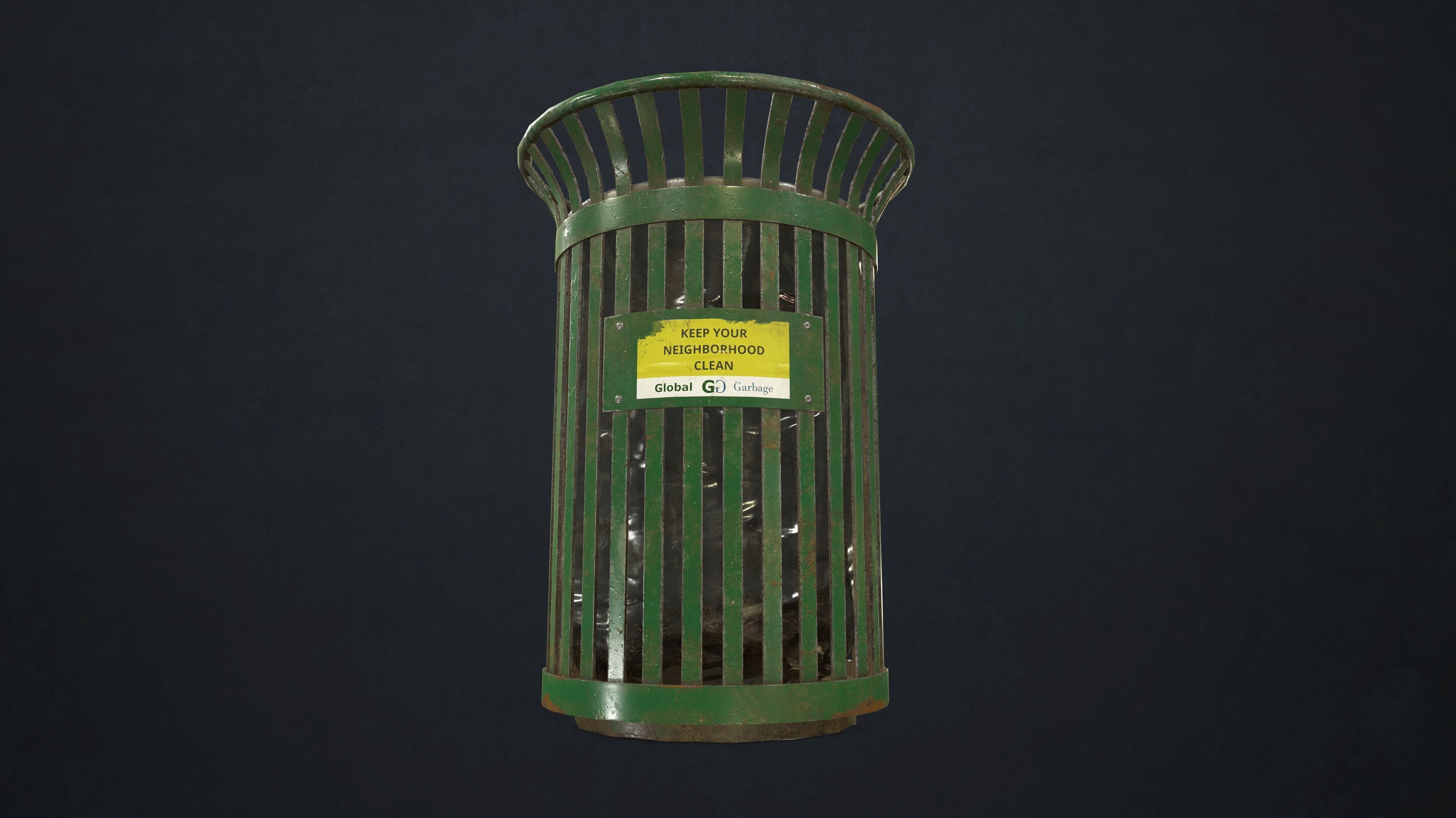 Waste Bin Low-poly 3D model_5