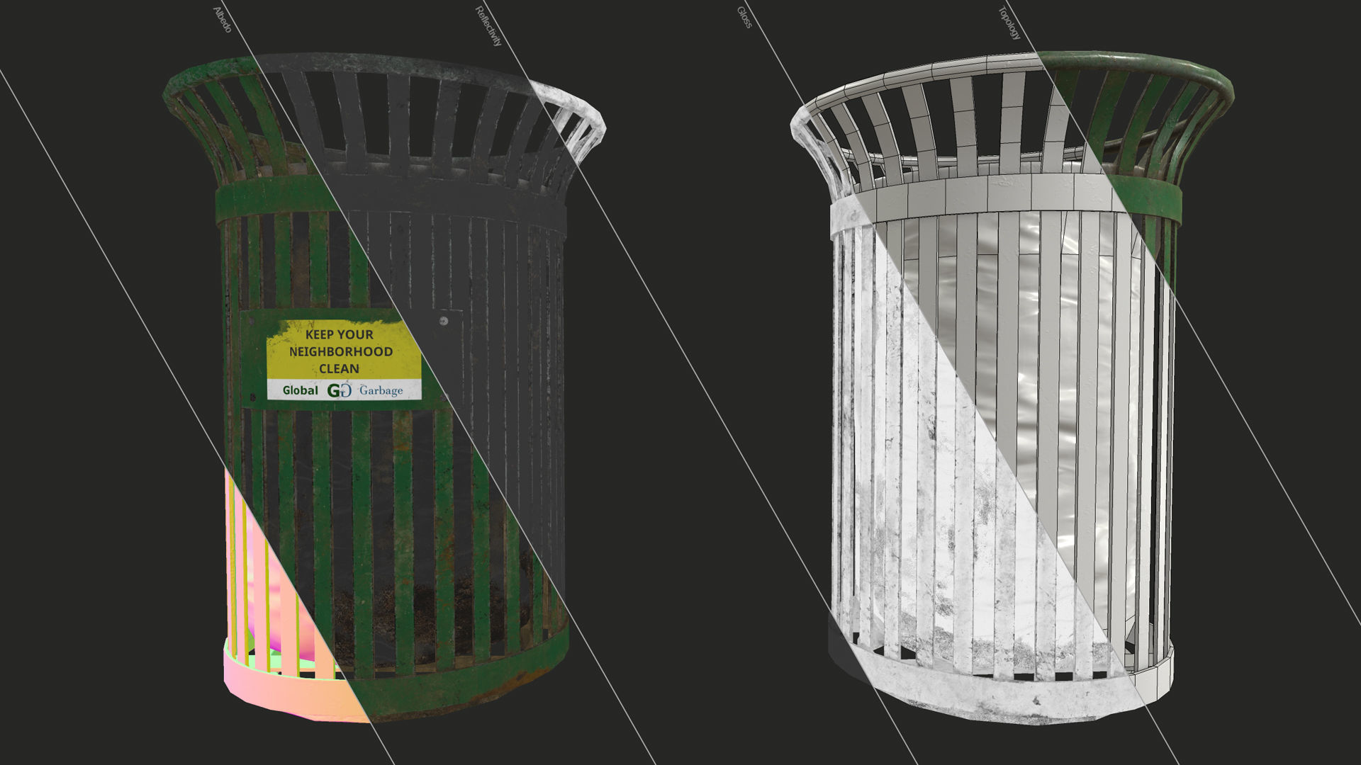 Waste Bin Low-poly 3D model_13