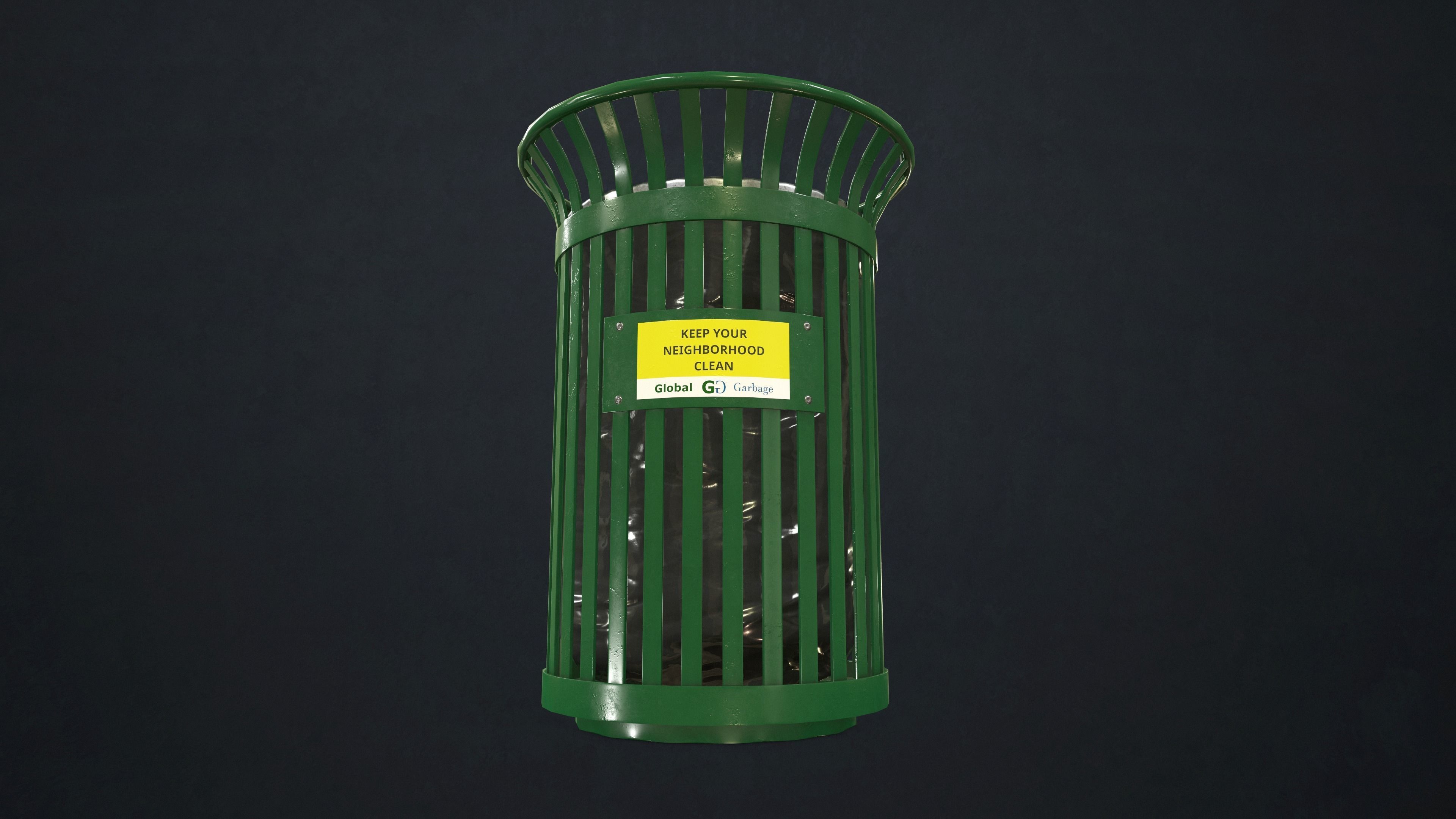 Waste Bin Low-poly 3D model_10