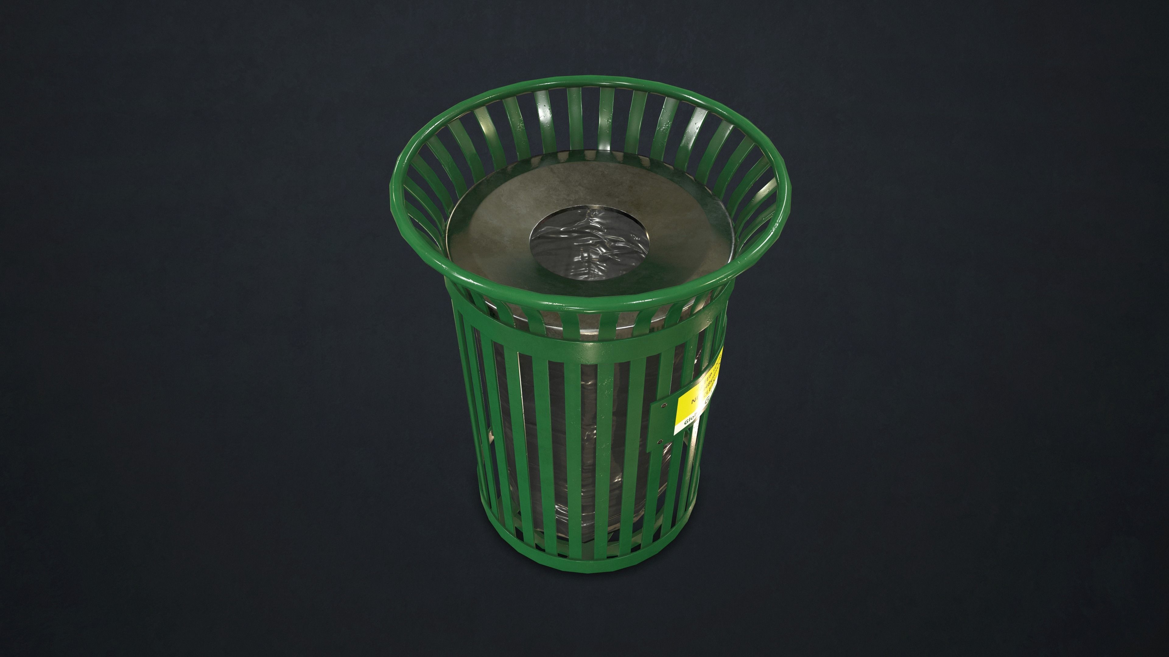 Waste Bin Low-poly 3D model_9