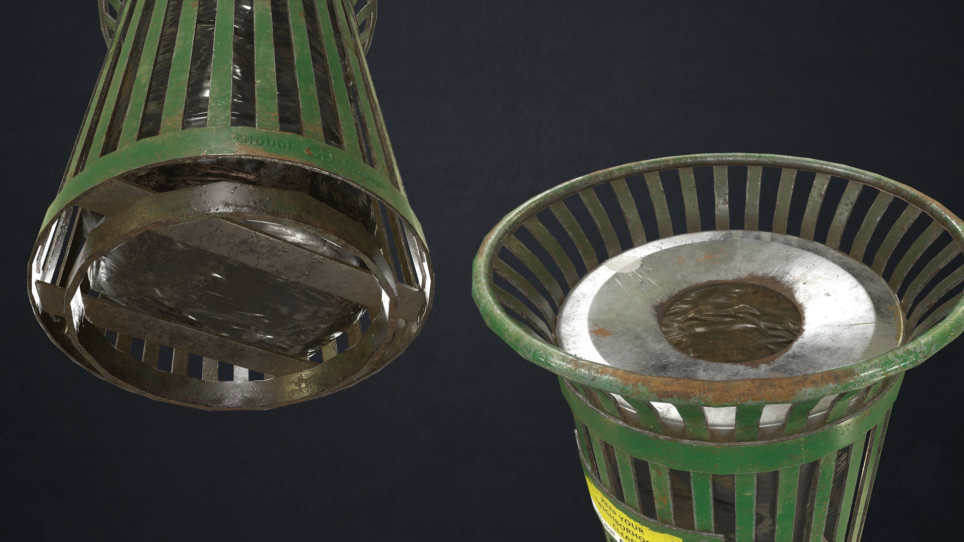 Waste Bin Low-poly 3D model_6